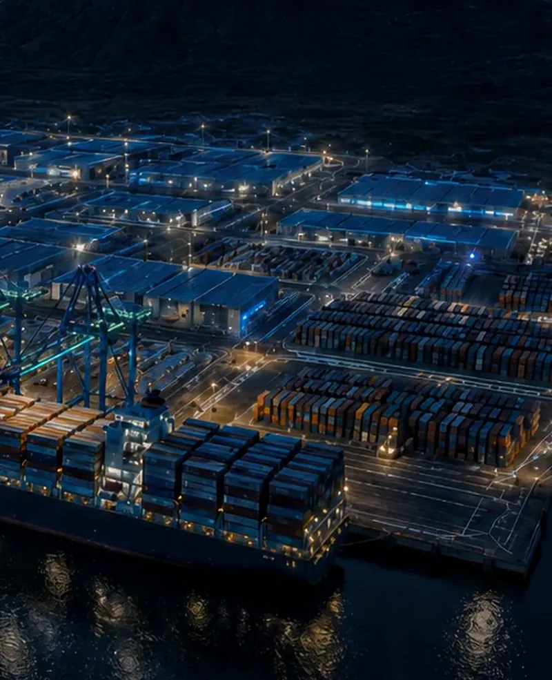 Warehouses and container yards in the planned industrial park